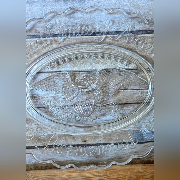 Vintage 1976 Bicentennial Clear Glass Small Platter - Picture 6 of 10